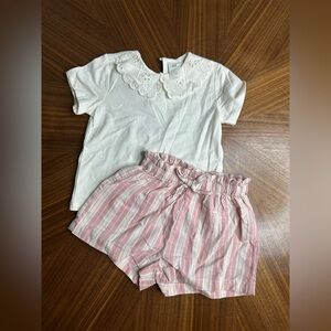 H&M Cream Eyelet Collar Top and short set from England
